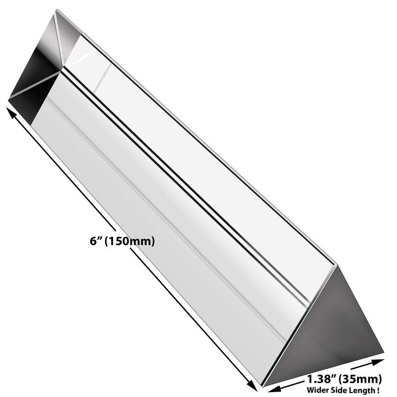 [Australia - AusPower] - Amlong Crystal 6 inch Optical Glass Triangular Prism for Teaching Light Spectrum Physics and Photo Photography Prism, 150mm 