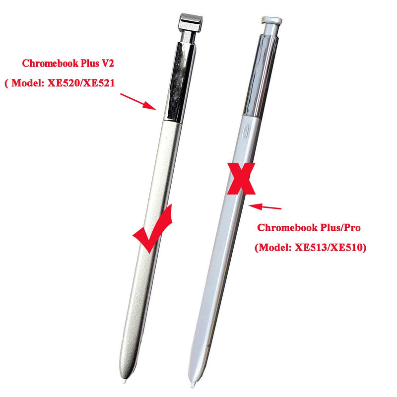 [Australia - AusPower] - Ubrokeifixit Chromebook Plus V2 XE520 Touch Stylus S Pen Replacement for Samsung Chromebook Plus V2 XE521QAB XE520QAB-K03US(NOT for Chromebook Plus/Pro XE510 XE513;with Tips) (Silver) Silver 
