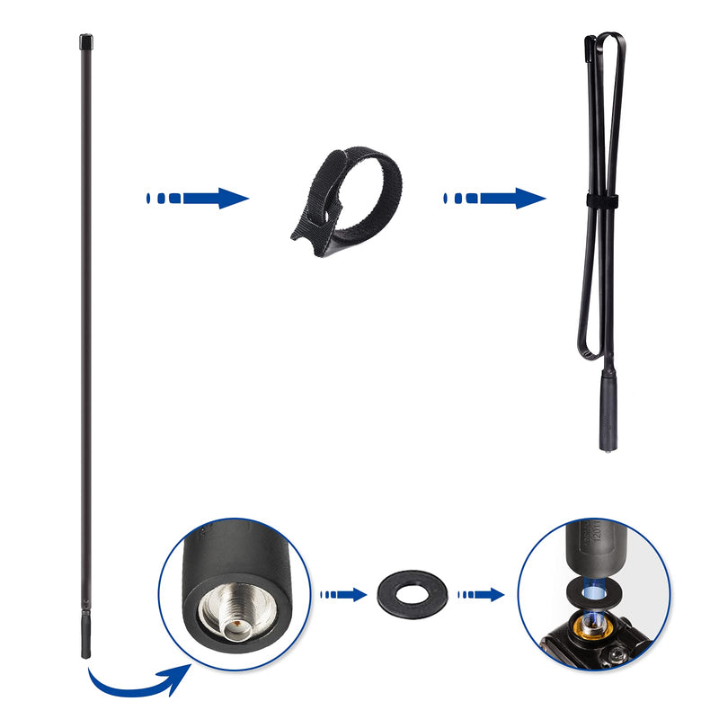 [Australia - AusPower] - Bingfu Dual Band VHF UHF 136-520MHz 42.5 inch Foldable CS Tactical SMA Female Ham Radio Antenna for Kenwood Wouxun Baofeng BF-F8HP UV-5R UV-82 BF-888S GT-3 Handheld Ham Two Way Radio Walkie Talkie 