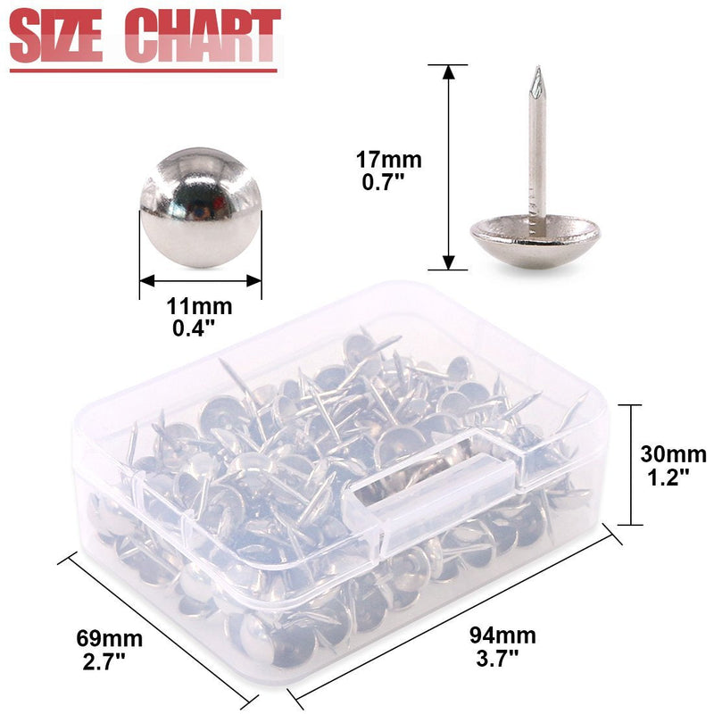 [Australia - AusPower] - Hilitchi 200-Pieces 7/16''(11mm) Silver Antique Tacks Nail Pins Upholstery Nail Tacks Furniture Thumb Tack Pins Assortment Kit (Silver) 