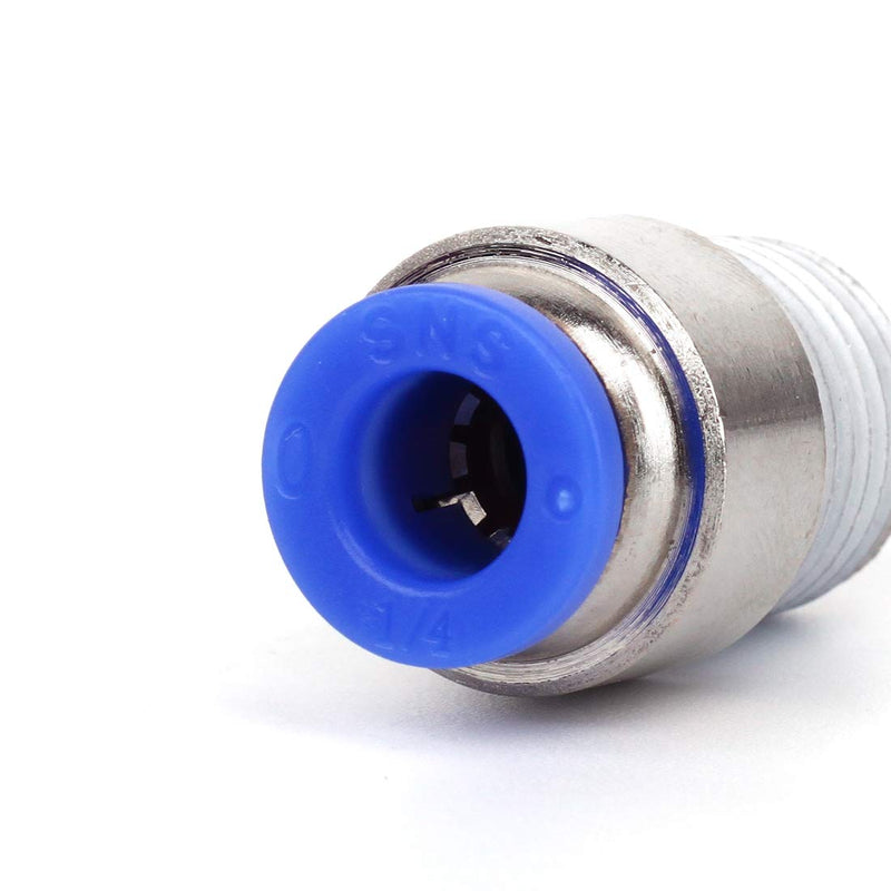 [Australia - AusPower] - SNS SPOC1/4-N02 Straight Nickel-Plated Brass Push to Connect Tube Fitting Male Straight 1/4" Tube OD x 1/4" NPT Thread (10 PCS) SPOC 