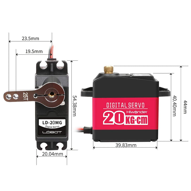 [Australia - AusPower] - 20KG Digital Servo Full Metal Gear High Torque, Aluminium Case Waterproof for Robot DIY (Control Angle 180) 