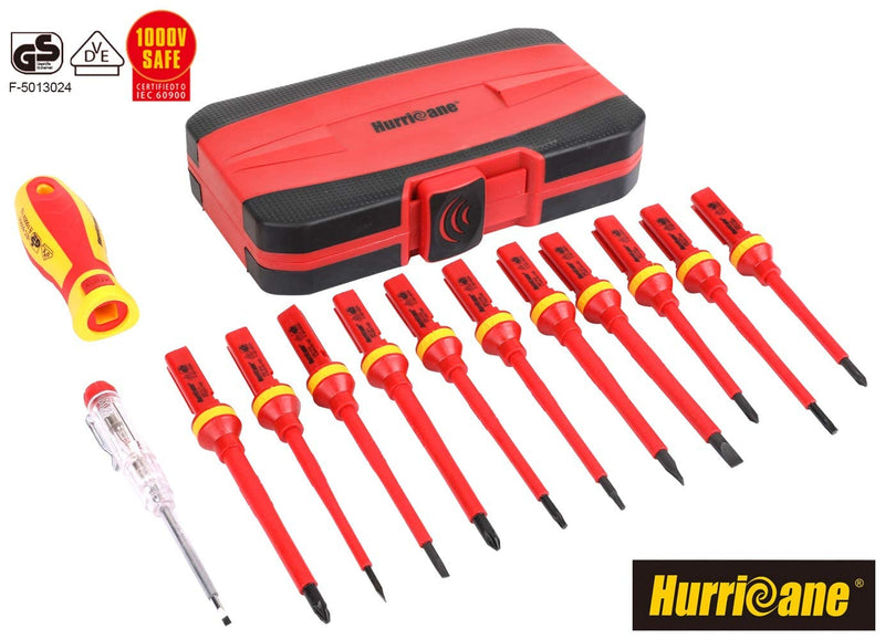 [Australia - AusPower] - HURRICANE 1000V Insulated Electrician Screwdriver Set, All-in-One Premium Professional 13-Pieces CR-V Magnetic Phillips Slotted Pozidriv Torx Screwdriver 