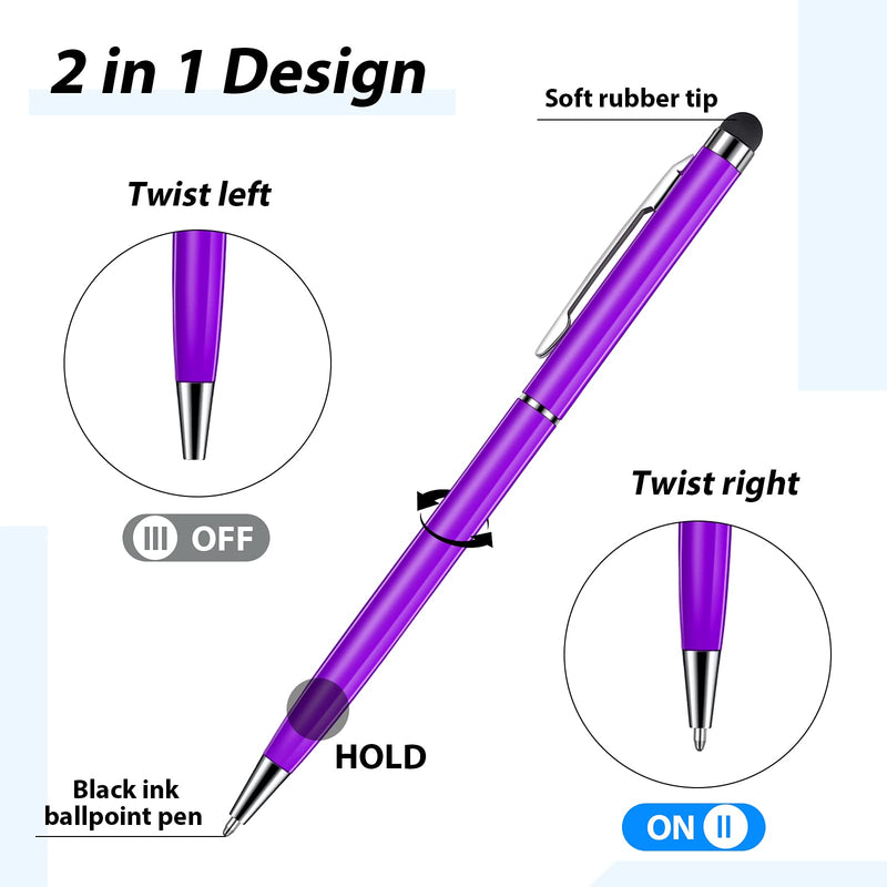 [Australia - AusPower] - 15 Pieces Stylus Pens for Touch Screens Universal 2 in 1 Capacitive Stylus Ballpoint Pen Fine Tip Stylus Metal Pens Multi-Color Stylus Pen for Touch-Screen Phone Tablet Devices (Classic Colors) 