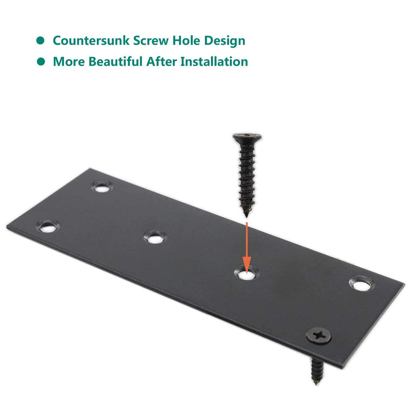 [Australia - AusPower] - 4 PC Flat Straight Brace Brackets,ULIFESTAR Stainless Steel Mending Bracket Plate Metal Shelf Support Fixing Joining Plate for Furniture,Wood,Shelves,Cabinet with Screws Black(50x100mm/2x3.94'') 50x100mm/2x3.94'' 