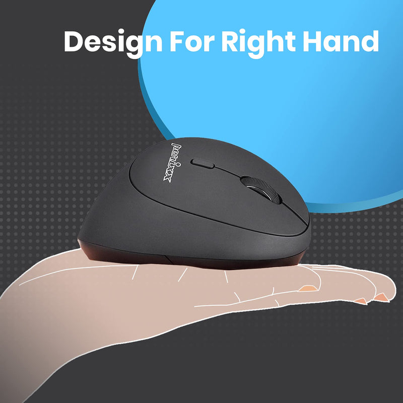 [Australia - AusPower] - Perixx PERIMICE-719 Wireless 2.4 GHz Ergonomic Vertical Optical Mouse, Portable Mini Size, 3 Level DPI, Right Handed, Black 