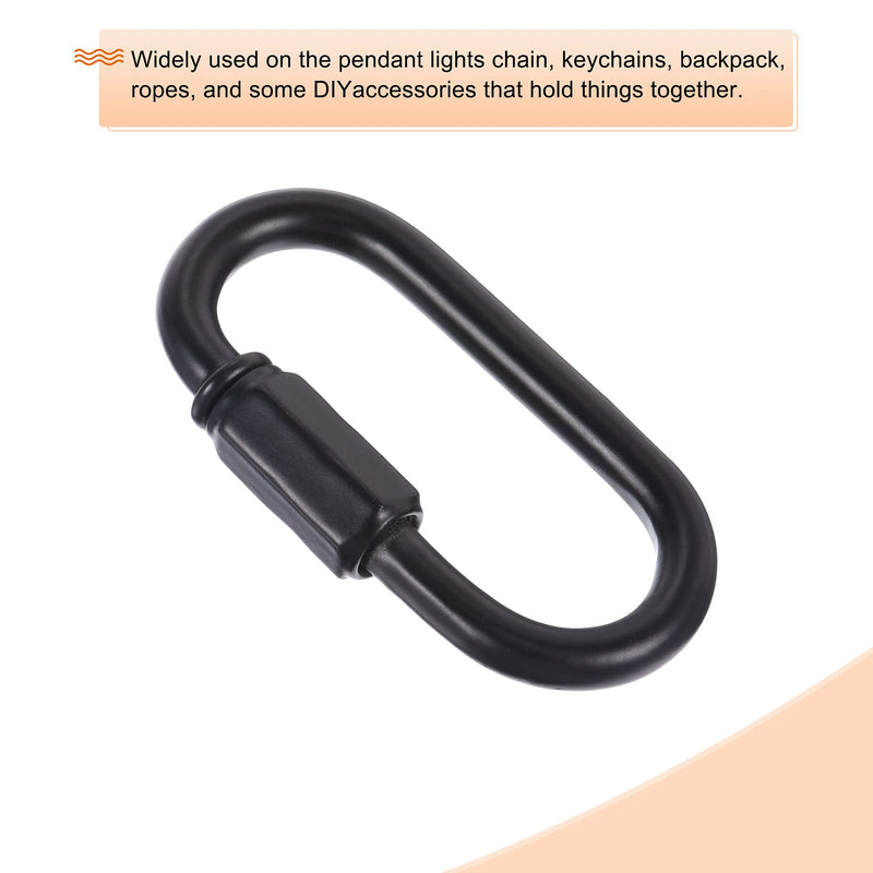 [Australia - AusPower] - MECCANIXITY Chain Connector, 5mm Thick Quick Link Screw Lock Oval Clips for Chandelier Pendant Lights Black Pack of 4 