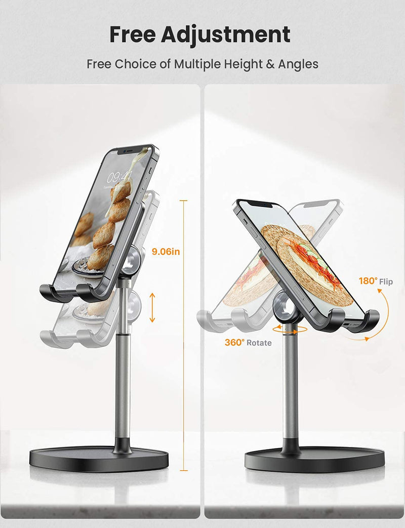 [Australia - AusPower] - LISEN Cell Phone Stand, Adjustable Phone Stand for Desk, Thick Case Friendly Phone Holder Stand, Taller iPhone Stand Compatible with All Mobile Phone, iPhone, iPad, Tablet 4-10'' Desk Accessories BLACK-3X STABLE WEIGHTED BASE 