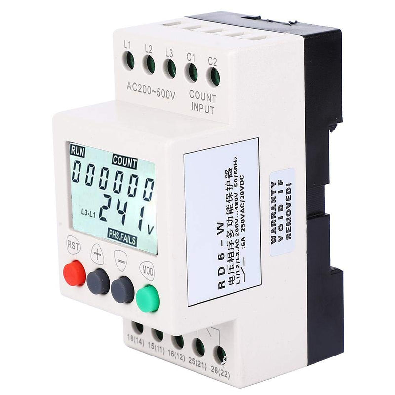 [Australia - AusPower] - YWBL-WH RD6-W LCD Display Under Over Voltage Phase Sequence Protector 3 Phase Voltage Monitor Relay 208-480VAC 