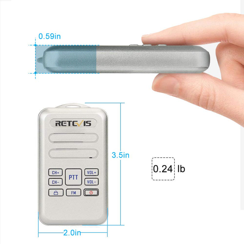[Australia - AusPower] - Retevis RT20 Rechargeable Walkie Talkies for Adults Seniors Wearable Mini 2 Way Radios with VOX Keyboard Lock Clear Audio(Silver,3 Pack) 