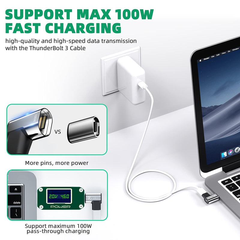 [Australia - AusPower] - 2-Pack USB C Magnetic Adapter + 1-Pack USB C Magnetic Cable, 24Pins USB3.1 10Gbps Data Transfer 4K 60Hz Video PD 100w Charge Compatible with MacBook Pro/Air USB-C Laptop 
