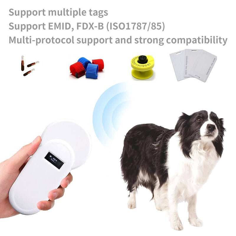[Australia - AusPower] - STARSUM pet chip Scanner RFID Animal Microchip Reader 134.2kHz FDX-B ISO11784/ISO11785 Label Scanner USB Charging OLED Screen Display for Dog and cat Tracking and Pig, Cattle and Sheep Management 