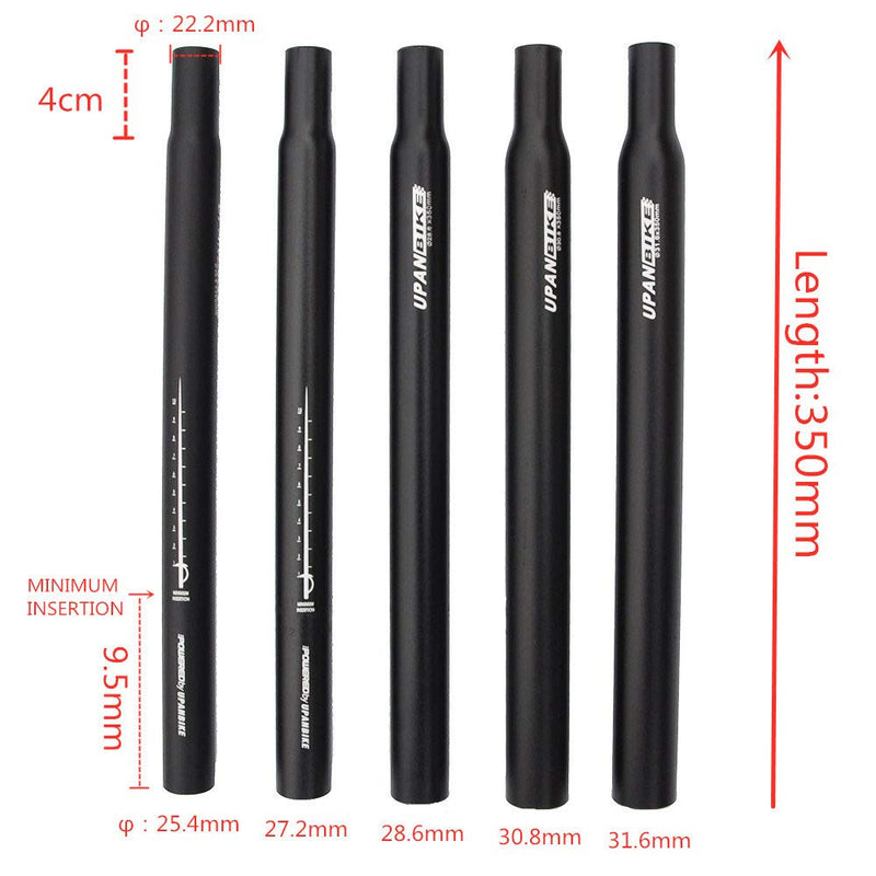 [Australia - AusPower] - UPANBIKE Bike Seat Post Aluminum Alloy Length 350mm 25.4/27.2/28.6/30.8/31.6mm Black for Mountain Bike Road Bicycle 