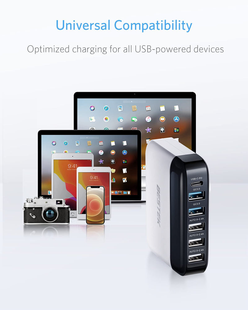 [Australia - AusPower] - Car USB Charger Fast Charge 86W 9A Quick Charge 3.0 & USB-C PD Car Charger Adapter with Smart Identification for Cell Phones, Tablets and Other USB Devices 