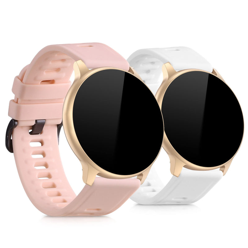 [Australia - AusPower] - kwmobile Watch Bands Compatible with AGPTEK LW11 - Straps Set of 2 Replacement Silicone Band - Dusty Pink/White L dusty pink / white 