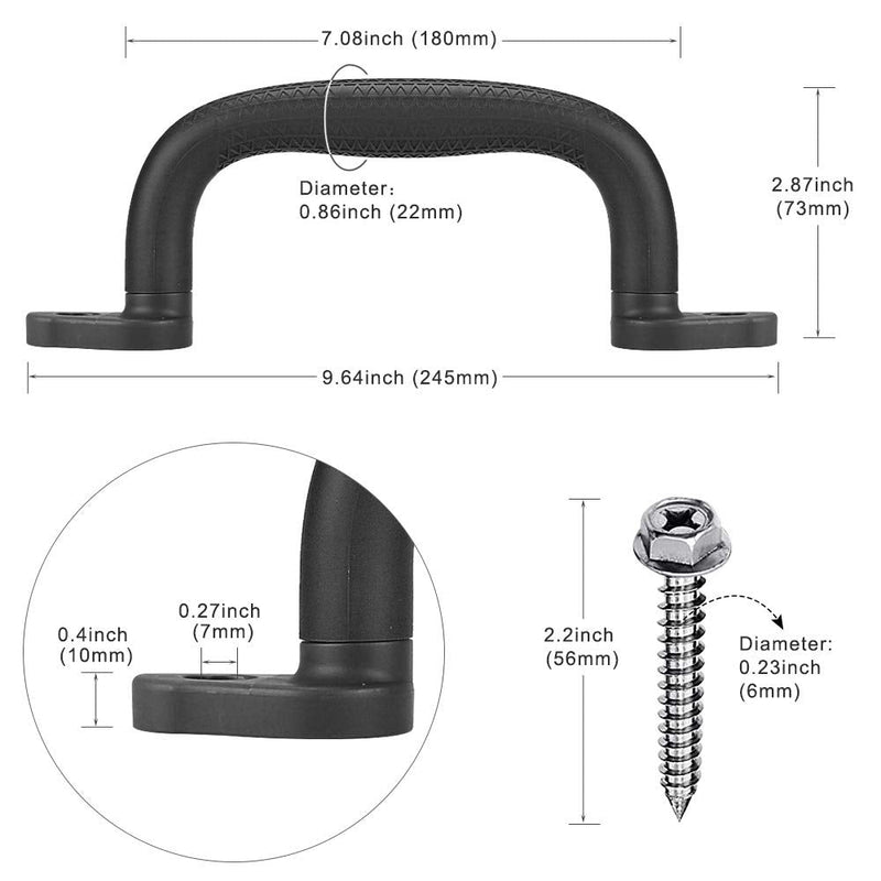 [Australia - AusPower] - Dolibest Set of 4 Safety Playground Handles,Swing Set Kids Safety Hand Grips for Playset, Climbing Frame, Play House,Climbing Frame, Play House Handles(Black) Black 