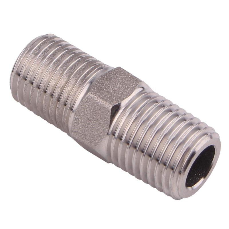 [Australia - AusPower] - Hex Nipple 1/4" Male NPT - DERNORD Stainless Steel 304 Threaded Pipe Fitting 1/4" for Brew Kit, Home Piping Application, Pack of 2 