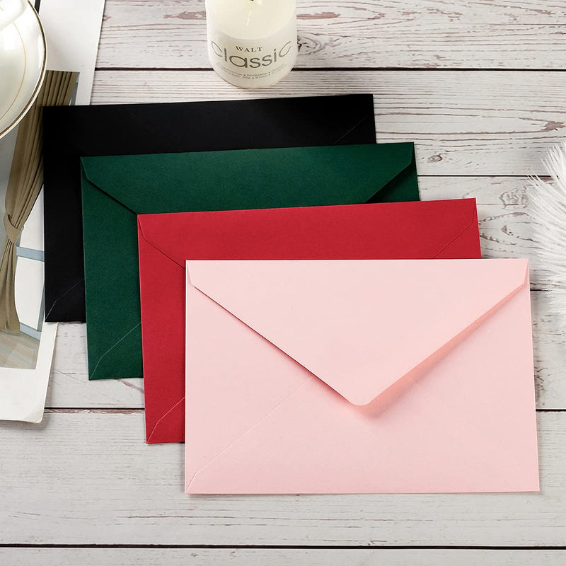 [Australia - AusPower] - 50 Pack A7 Colorful 5x7 Envelopes V Flap Invitation Envelopes for 5x7 Cards, Birthday, Weddings, Graduations, Greeting Cards, Baby Shower 5.24 x 7.24 Inches (Black) Black 