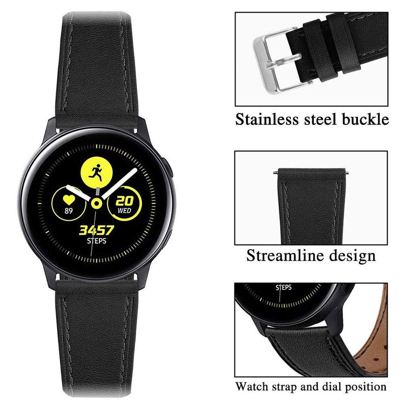 [Australia - AusPower] - Sankel Compatible for Samsung Galaxy Watch Active2 (40mm/44mm) Band/Galaxy Watch 42mm Band Leather,20mm Replacement Strap Wristband for Samsung Galaxy Watch Active/Galaxy Watch 42mm/Gear Sport (Black) Black 