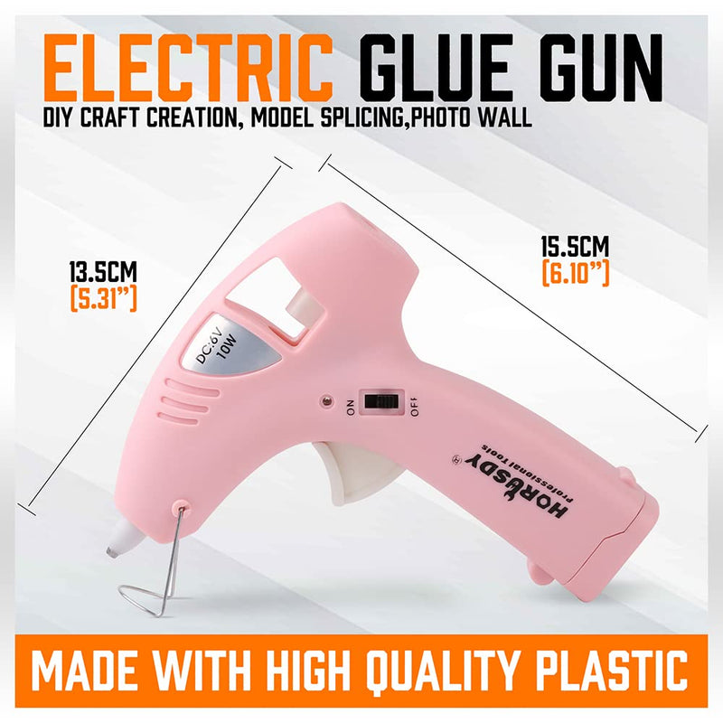 [Australia - AusPower] - HORUSDY Mini Cordless Hot Glue Gun Kit with 20 Glue Sticks, 4 x AA Alkaline Batteries, Miniature Hot Glue Gun for School Manual DIY Art Fast Home Maintenance, 10W, Pink 