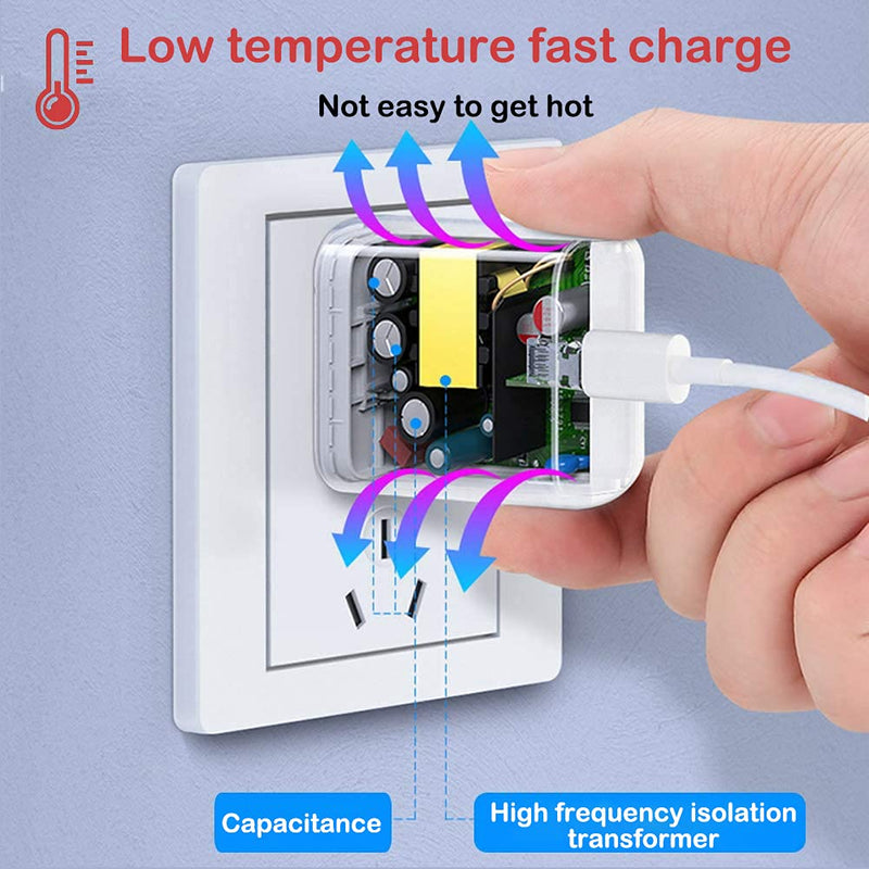 [Australia - AusPower] - iPhone Fast Charger, 20W PD Fast Charger Type C Power Wall Charger Block with【Apple MFi Certified】 6FT USB C to Lightning Cable Compatible iPhone 12/12 Mini/12 Pro Max/11 Pro/Xs/XR/iPad AirPods Pro White-20W Charger+6FT 