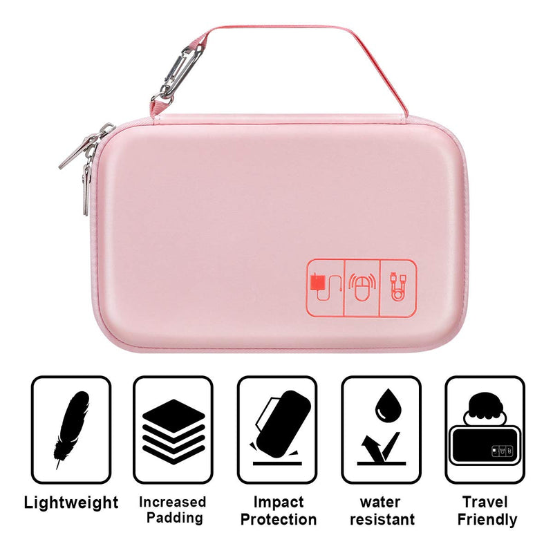 [Australia - AusPower] - Canboc Portable Travel Case for MacBook Power Adapter, Apple Magic Mouse 2, Apple Pencil, USB Flash Disk, SD Card, iPhone ipad Charger, Small Electronics Accessories Cable Organizer Tech Bag,Rose Gold Rose Gold 