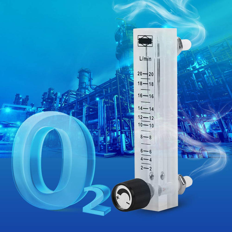 [Australia - AusPower] - LZQ-7 Flowmeter 2-20LPM Acrylic Air Gas Flowmeter with Control Valve for Measuring Controlling Gas Flow 