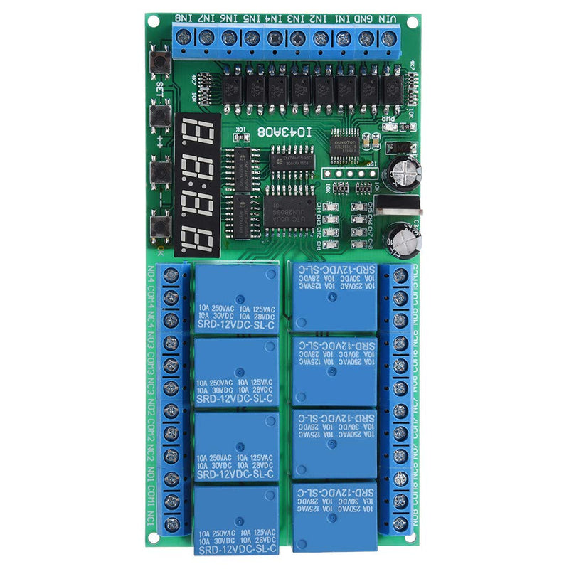 [Australia - AusPower] - Multifunction Time Relay, DC 12V 8CH LED Multifunction Digital Delay Time Cycle Timing Relay Switch Module 