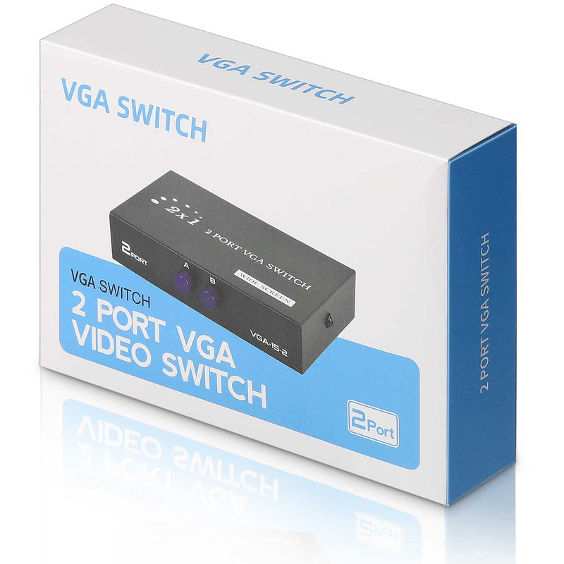 [Australia - AusPower] - PASOW VGA 2 in 1 Out 2 Port VGA Switch Press Button Two Way VGA Vedio Switch for PC TV Monitor -Black 