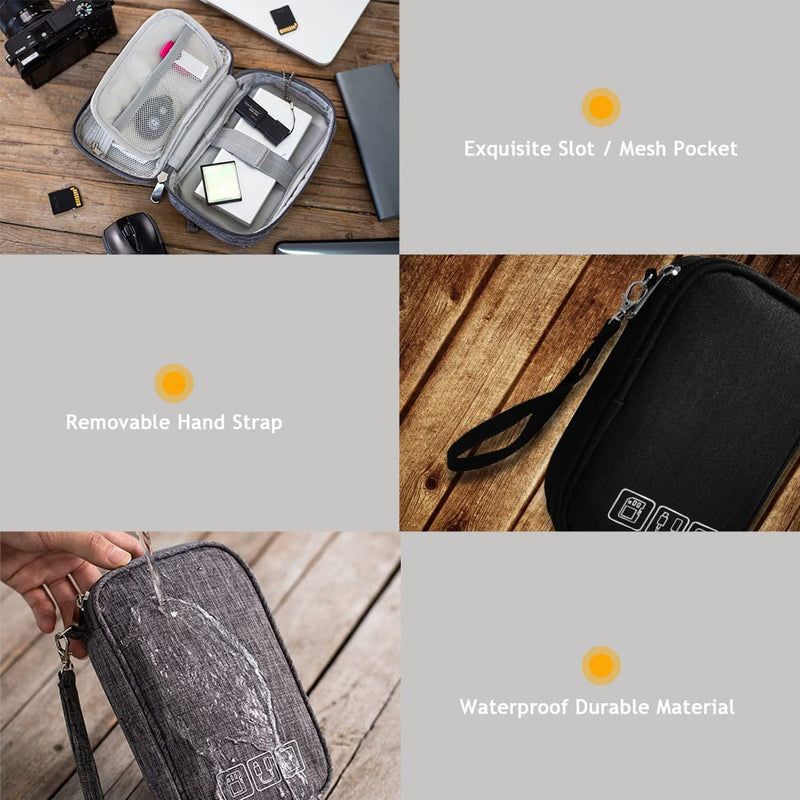 [Australia - AusPower] - Electronic Organizer Bag Cable Organizer Travel Cord Organizer Case Pouch Portable Carrying Case for Charger Hard Drive Earphone USB SD Card (Black) Black 