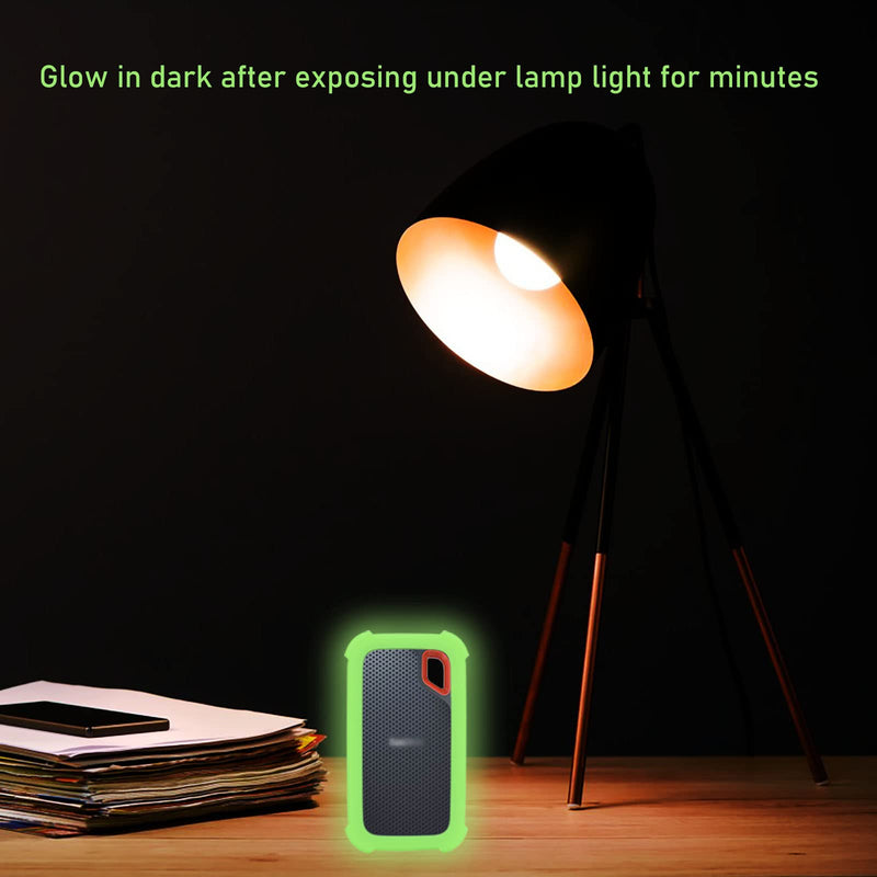 [Australia - AusPower] - E61 Cover Case Replacement for SanDisk Extreme V2 500GB 1TB 2TB Portable External SDSSDE61 SSD - Up to 1050MB/s, Soft Silicone Portective Skin Sleeve, Green Glow in Dark - LEFXMOPHY Luminous Green 