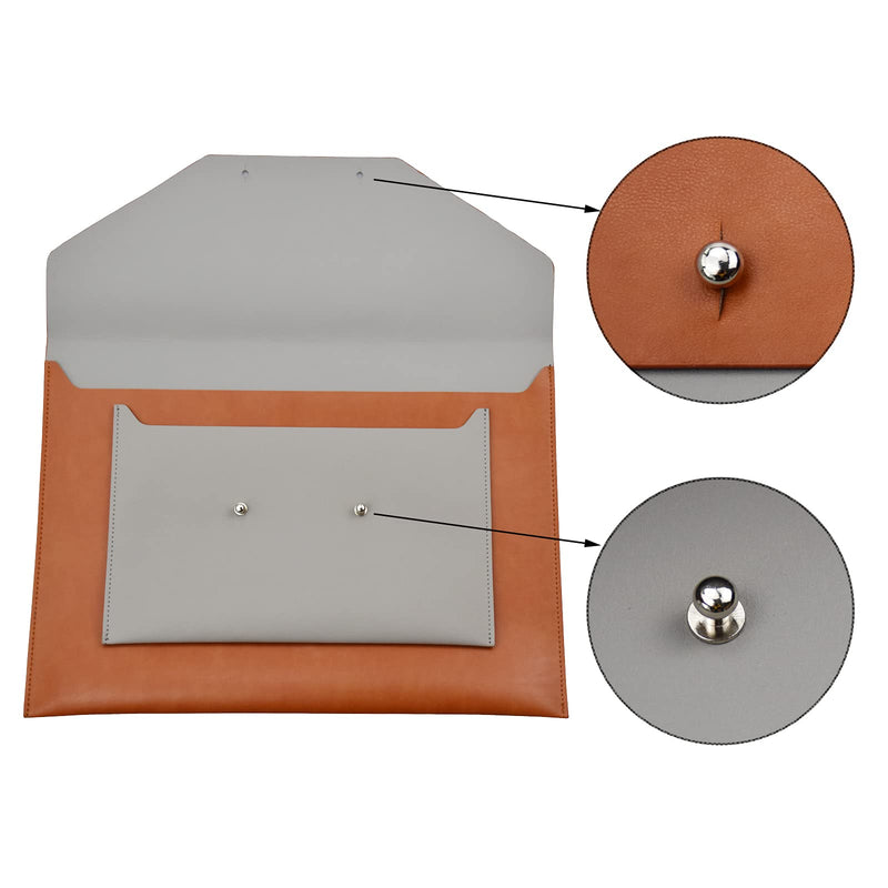 [Australia - AusPower] - Enyuwlcm PU Leather A4 File Folder Document Holder Portfolio Envelope Folder Case with 2 Compartments Brown&Gray Match 