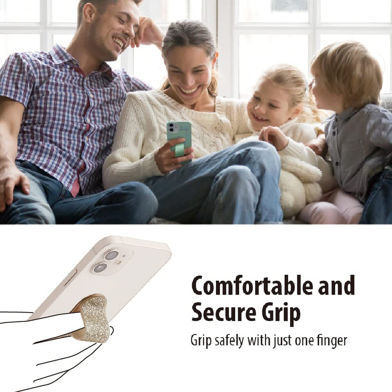 [Australia - AusPower] - MOMOSTICK_Flat Stick : Phone Grip/Stand/Holder | Wireless Charging | Apply (Google) Pay | New Finger Grip for All Smartphones - Glitter Gold 