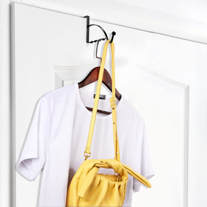 [Australia - AusPower] - Hotop Over Door Hooks 2 Pieces Single Over Door Hooks Valet Hooks Door Mounted Hooks Multi Hanging Storage Hanger Over Door Rack for Clothes Coats Towels Hats Scarves Purses Keys and More (Black) Black 