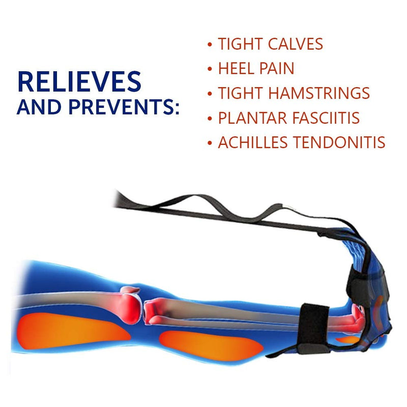 [Australia - AusPower] - Lumia Wellness Foot and Leg Stretcher with Carry Bag and Massage Ball - for Plantar Fasciitis, Achilles Tendinitis, Yoga Foot Leg Ankle Stretch Strap, Multi-Loop Stretching Blue 