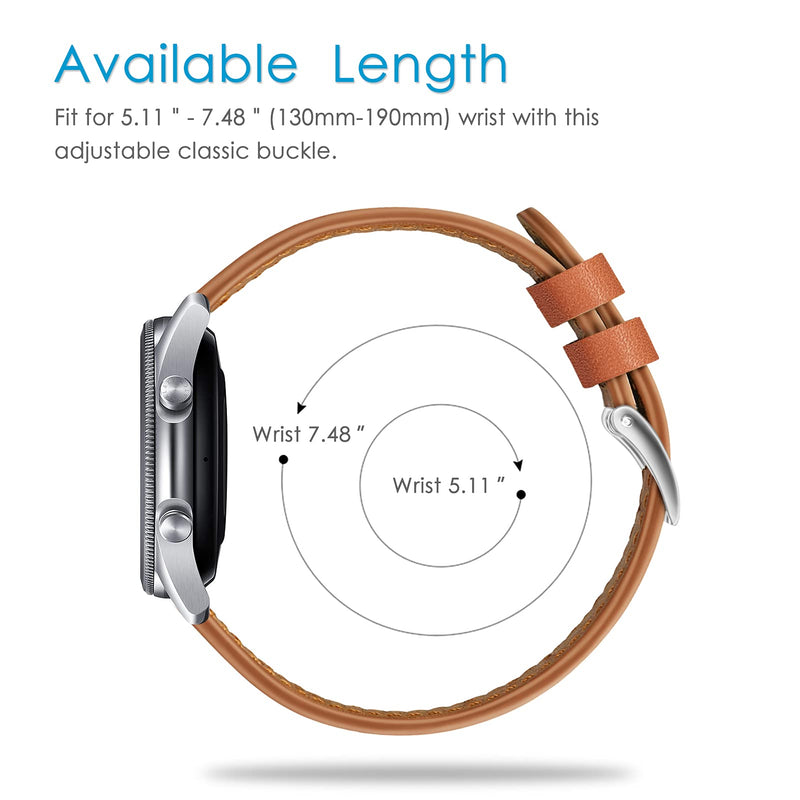 [Australia - AusPower] - Fintie Bands Compatible with Samsung Galaxy Watch 3 45mm / Galaxy Watch 46mm / Gear S3 Classic / Frontier, 22mm Genuine Leather Band Replacement Accessories Strap Wristband Brown 