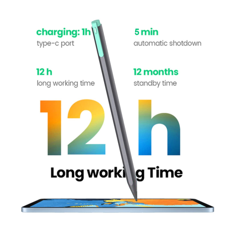 [Australia - AusPower] - Stylus Pencil for Apple iPad 9th Generation, iPad Pro 5th Generation 2021, iPad Air 4/3, iPad Mini 6/5 Compatible with iPad Pro 12.9/11 Inch 4th/3rd (2018-2021), iPad 6th-iPad 9th [Soft & Noiseless] Graphite New 