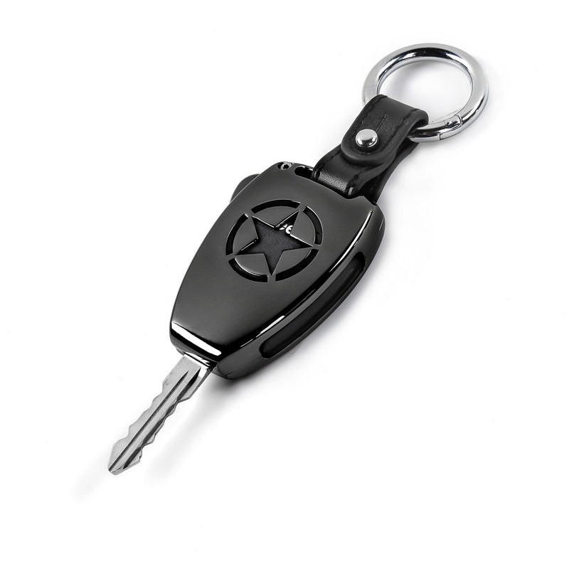[Australia - AusPower] - JeCar Metal Remote Key Fob Cover Case Shell Fob Protection Hull with Key Chain for Jeep Wrangler JK JKU 2008-2017/Compass 2008-2015/Patriot 2011-2016 Accessories 
