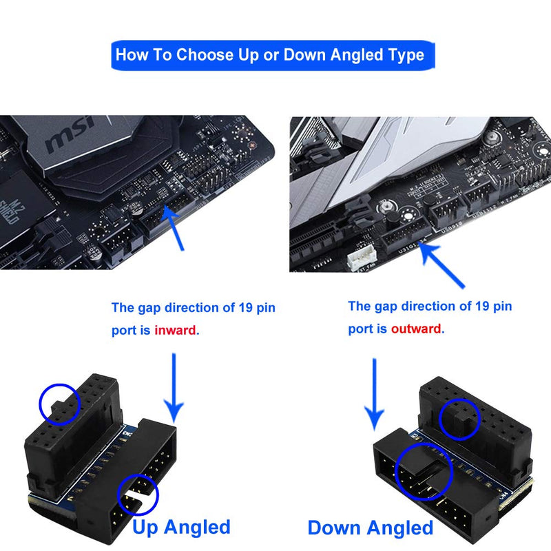 [Australia - AusPower] - (2-Pack) COMeap USB 3.0 20 Pin Male to Female L Turn 90 Degree Right Angle Power Adapter Board for Motherboard (Down Angled) Down Angled 