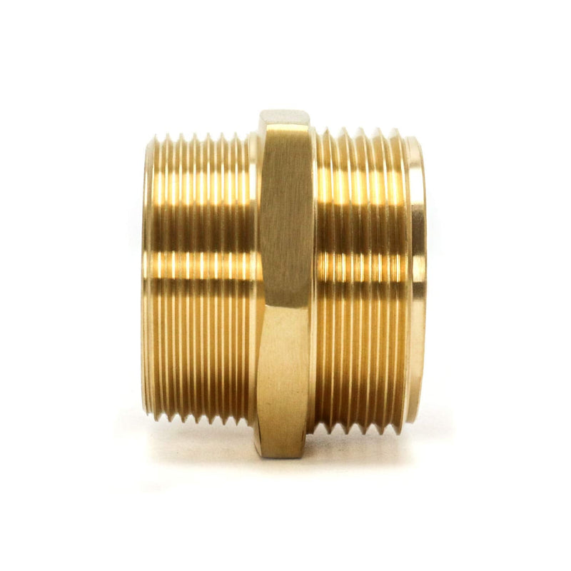 [Australia - AusPower] - QWORK Brass Hexagonal Nipple Fitting, 1-1/2" NPT Male x 1-1/2" NST (NH) Male, Fire Equipment Hexagonal Nipple Fire Hose Adapter 