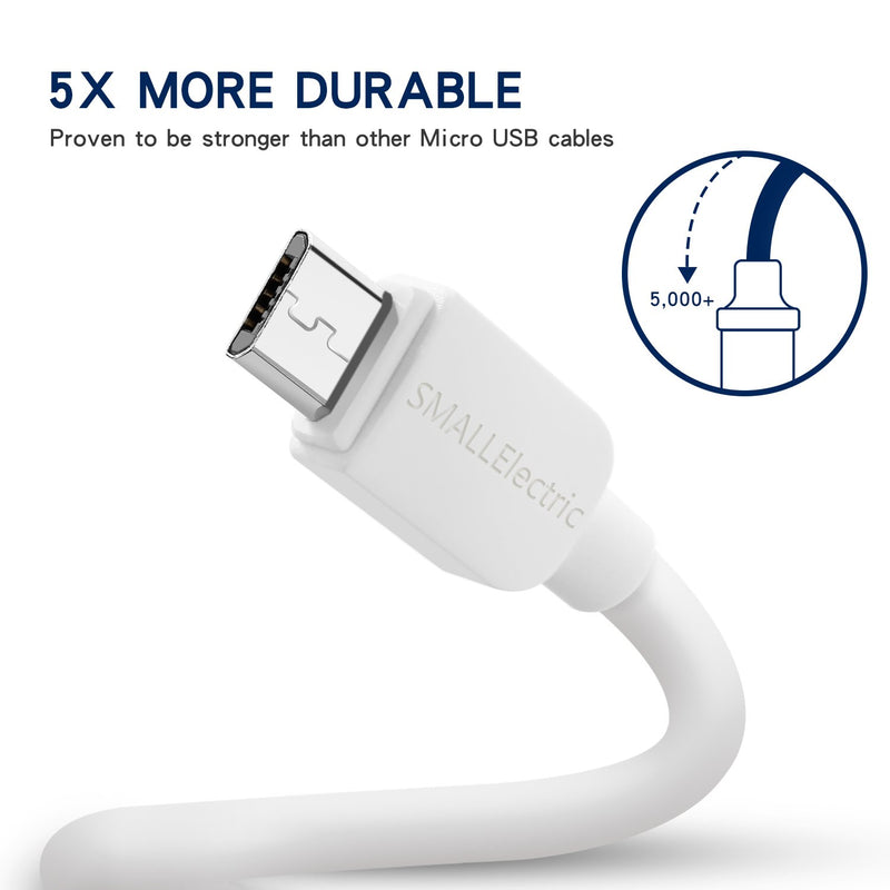 [Australia - AusPower] - Micro USB Cable (5-Pack, 6FT) Android Charger, SMALLElectric Micro USB Charger Cable Long Android Phone Charger Cord for Samsung Galaxy S7 S6 Edge J7 S5,Note 5 4,LG 4 K40 K20,MP3,Kindle,Tablet,White 5PACK 6FT 