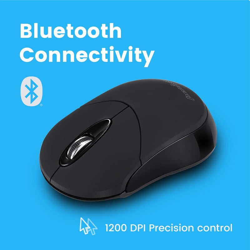 [Australia - AusPower] - Perixx PERIMICE-802B Wireless Bluetooth Mouse - Portable Design for Windows, iOS, and Android Tablet - Black Rubber Black 