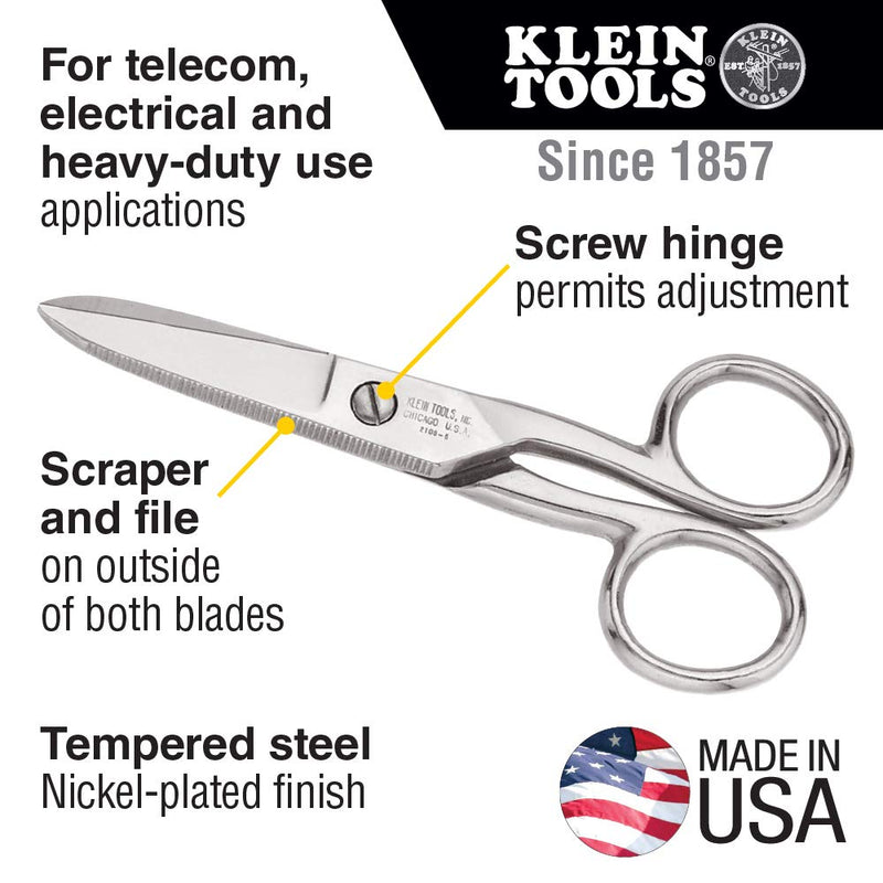 [Australia - AusPower] - Klein Tools 2100-5 Electrician Scissors for Heavy-Duty Cutting, Corrosion Resistant, 5-1/4-Inch 