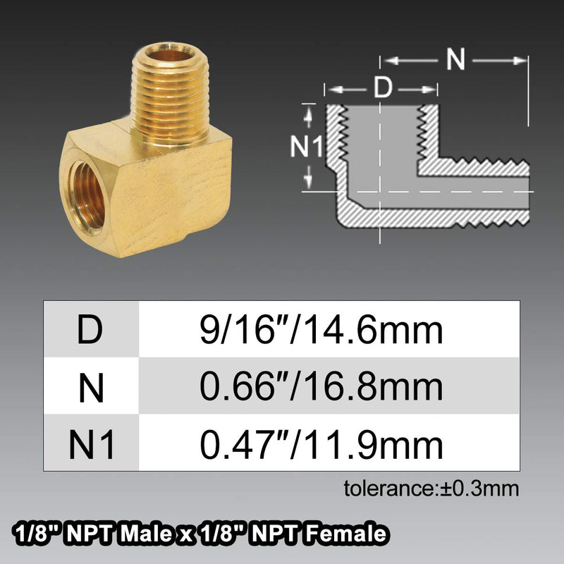[Australia - AusPower] - transkoot 2 pcs Brass Fitting, 1/8" NPT Male Pipe to 1/8" NPT Female Pipe 90 Degree Barstock Street Elbow 1/8" 