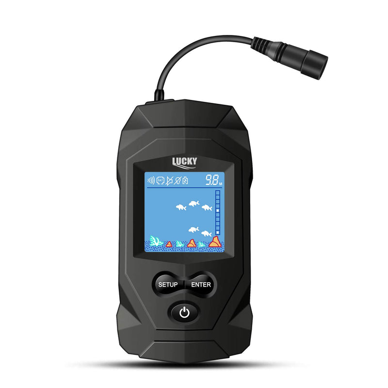 [Australia - AusPower] - LUCKY Portable Fish Finders Wired Transducer Kayak Fish Finder Kit Portable Depth Finder LCD Display for Kayak Boat Ice Fishing 