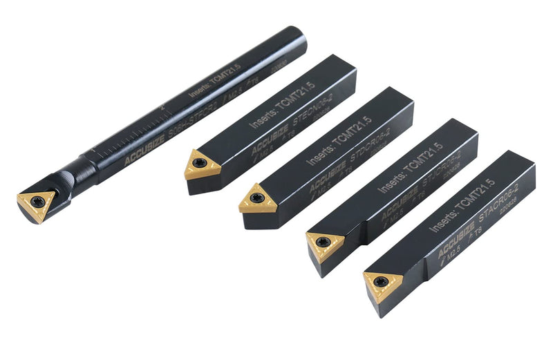 [Australia - AusPower] - Accusize Industrial Tools 3/8" 5ps/set Indexable Turning Tool Set (4Ps turning + 1 PC boring), 2386-0038 3/8 in. 