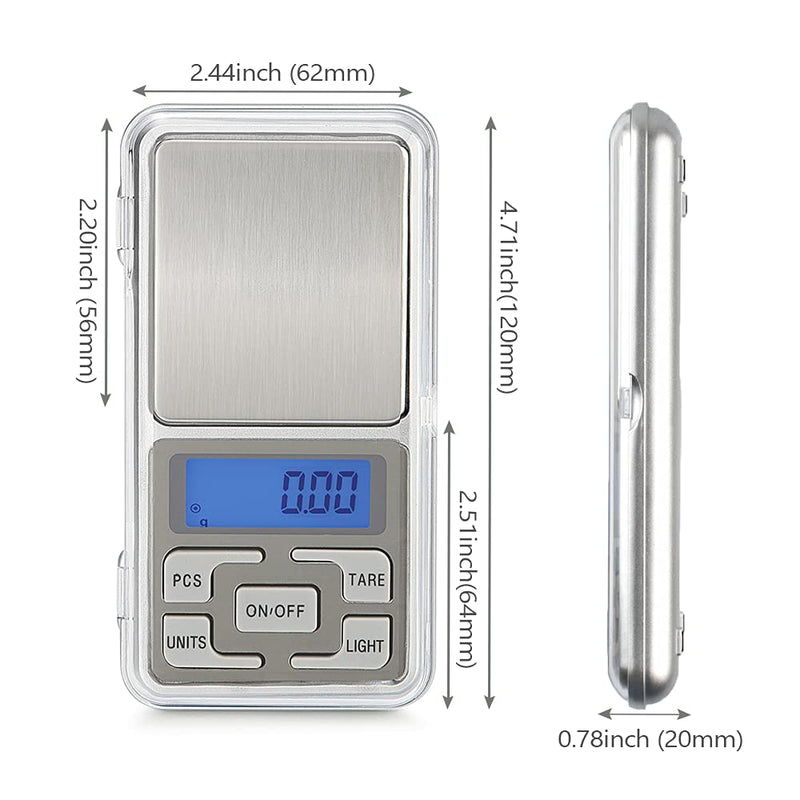 [Australia - AusPower] - Digital Pocket Scale, 500g Capacity High Precision Balance of 0.01g, Mini Electronic Grams Reloading Weight Scale, Food Scale, Jewelry Gem Scale, Kitchen Scale, Weed Scale (2PCS) 