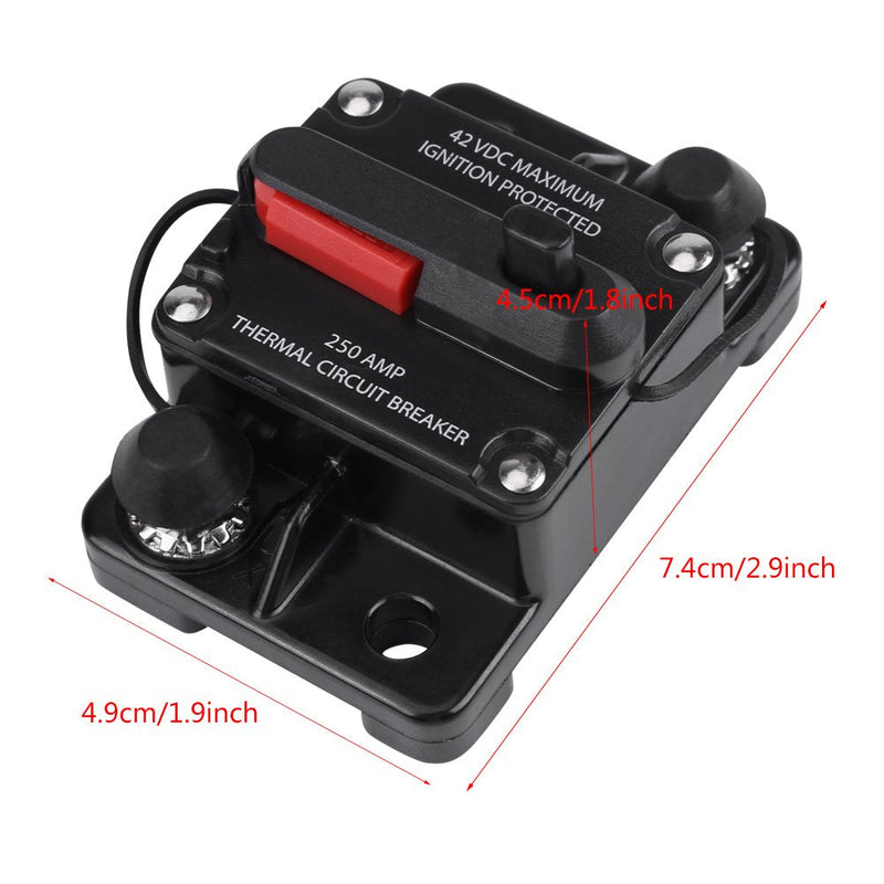 [Australia - AusPower] - YWBL-WH Car Audio Circuit Breaker DC12V-42V Manual Reset Car Stereo Audio Inline Circuit Breaker for Motor Car Marine Boat (250A) 250A 