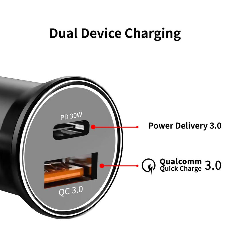 [Australia - AusPower] - GOBUKEE Super Mini 30W Metal USB C PD Fast Car Charger with Power Delivery & Quick Charge 3.0 Dual Port Car Adapter Fit Compatible with iPhone 13,12,Galaxy Note 20,Moto,Google 