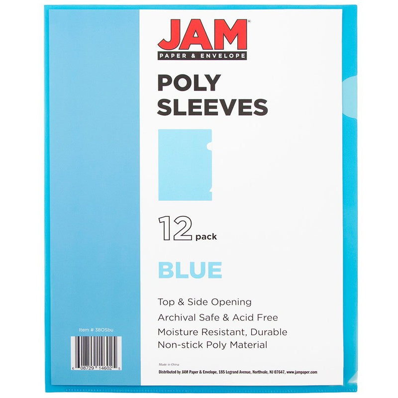 [Australia - AusPower] - JAM Paper® Plastic Sleeves - (9 x 11 1/2) - Blue - 12 per pack Letter Size - Pack of 12 